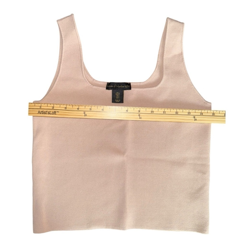 House of Harlow 1960 Knit Tank Top Neutral Minimalist Stretch Square Neck Size S - Picture 5 of 9